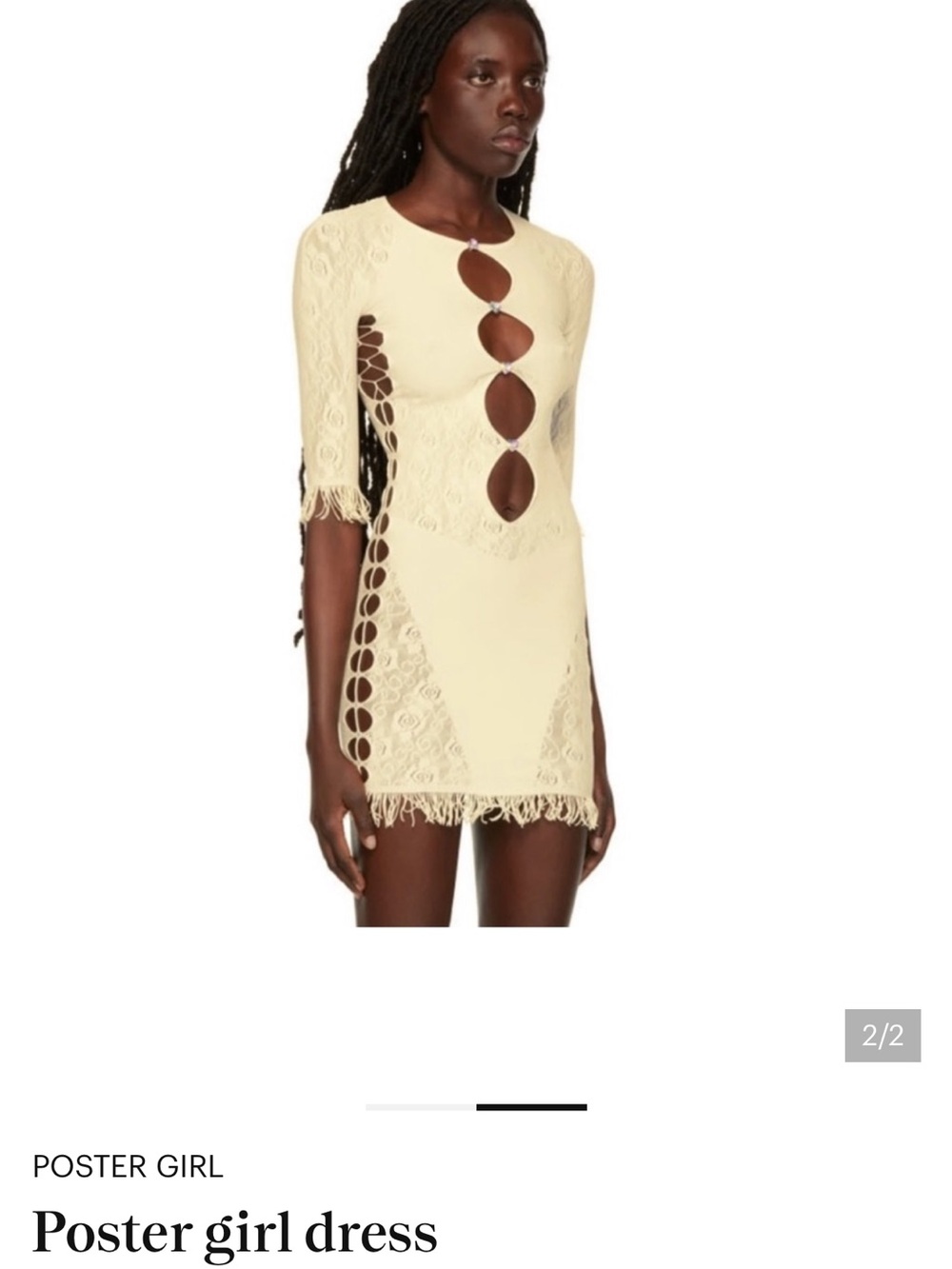 POSTER GIRL Cream Lace Cutout Mini Dress